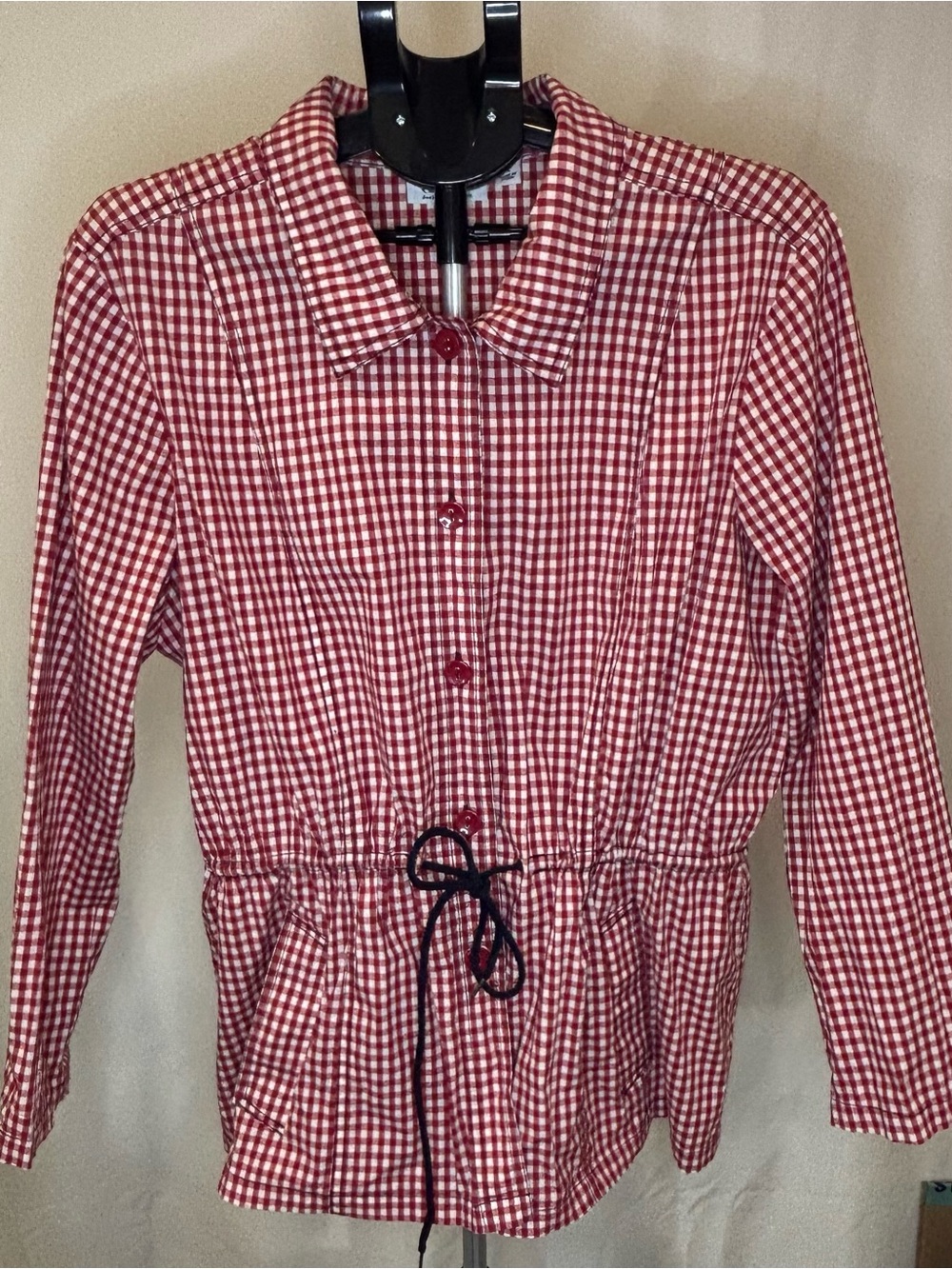 d&co. Red Gingham Button-Front Shirt with Drawstring Waist